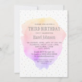 Waterverf Pastel  Derde verjaardag Uitnodiging (Voorkant)