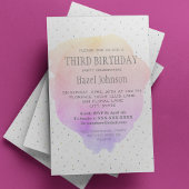 Waterverf Pastel  Derde verjaardag Uitnodiging