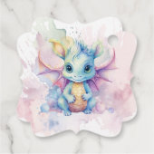 Waterverf Pastel Dragon Meisje Baby shower Bedankjes Labels (Achterkant)