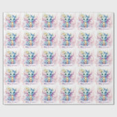 Waterverf Pastel Dragon Meisje Baby shower Cadeaupapier (Vlak)