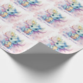 Waterverf Pastel Dragon Meisje Baby shower Cadeaupapier (Hoek)
