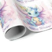 Waterverf Pastel Dragon Meisje Baby shower Cadeaupapier (Rol Hoek)