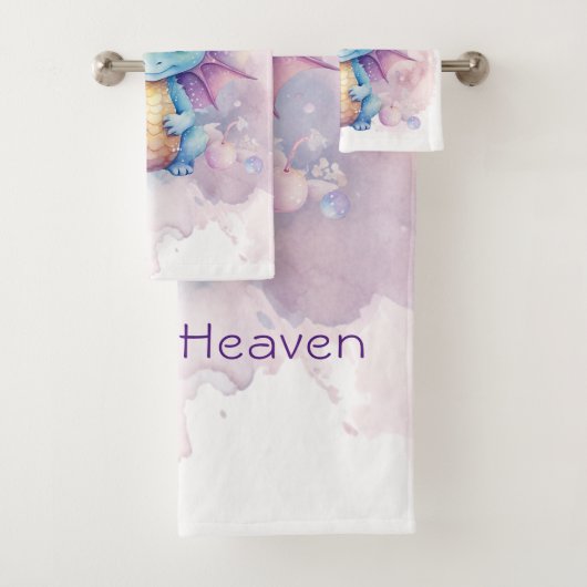 Waterverf Pastel Dragon Meisje Baby shower Gift Bad Handdoek (Insitu)