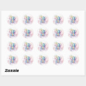 Waterverf Pastel Dragon Meisje Baby shower Ronde Sticker (Vel)