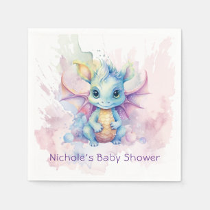 Waterverf Pastel Dragon Meisje Baby shower Servet