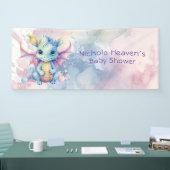 Waterverf Pastel Dragon Meisje Baby shower Spandoek (Beurs)