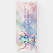 Waterverf Pastel Dragon Meisje Baby shower Spandoek (Verticaal)