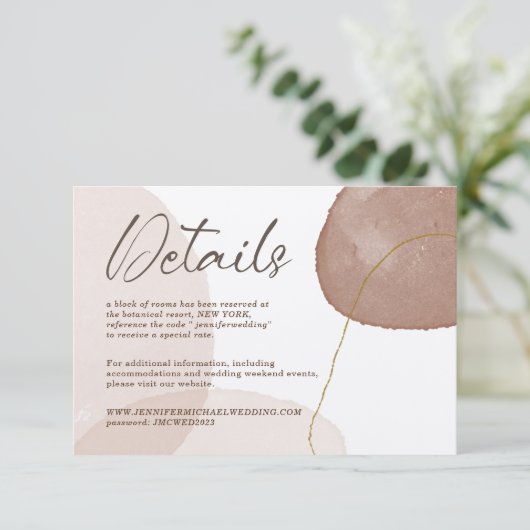 Waterverf Pastel Earth Tone Bruiloft Details Informatiekaartje