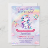 Waterverf pastel eenhoorn met regenboog en hart kaart (Voorkant)