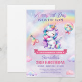 Waterverf pastel eenhoorn met regenboog en hart kaart (Voorkant / Achterkant)