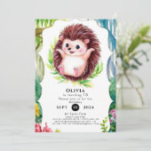 Waterverf pastel egel Verjaardag Kaart (Staand voorkant)