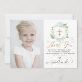 Waterverf Pastel Eucalyptus Communie Dank u Kaart (Voorkant)