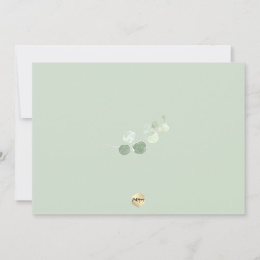 Waterverf Pastel Eucalyptus Communie Dank u Kaart (Achterkant)