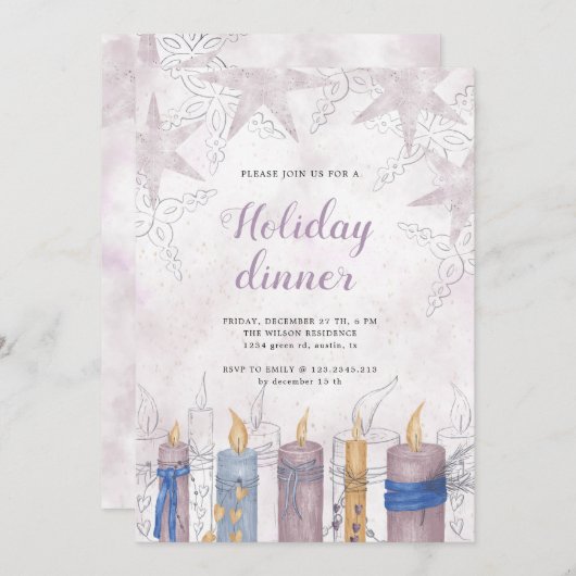 Waterverf pastel feestmaal kaart (Voorkant / Achterkant)