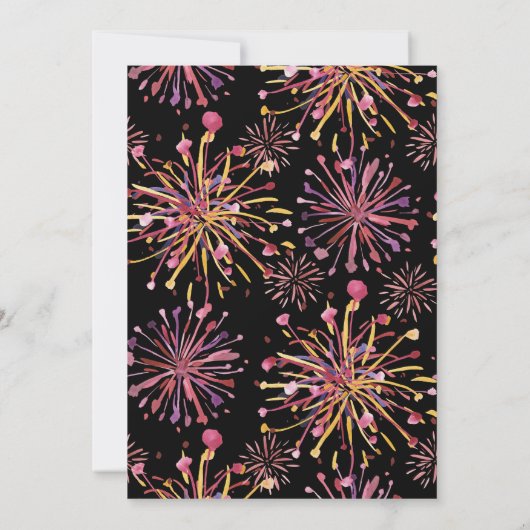 Waterverf Pastel Firecracker, Vuurwerk Verjaardag Kaart (Achterkant)