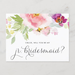 Waterverf Pastel Floral is mijn JR Bridesmaid Kaar Uitnodiging Briefkaart