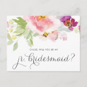 Waterverf Pastel Floral is mijn JR Bridesmaid Kaar Uitnodiging Briefkaart (Voorkant)