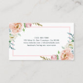 Waterverf Pastel Floral Lijst Roze en wit Visitekaartje (Achterkant)