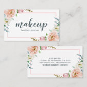 Waterverf Pastel Floral Lijst Roze en wit Visitekaartje (Voorkant / Achterkant)