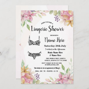  Waterverf Pastel Floral Lingerie Shower Kaart