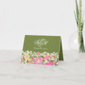 Waterverf Pastel Floral Monogram Note Kaart (Voorkant)