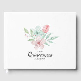 Waterverf Pastel Floral Quinceanera Birthday Gastenboek
