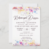 Waterverf Pastel Floral Rehearsal Dinner Kaart (Voorkant)