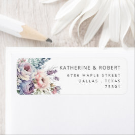 Waterverf Pastel Floral retour adreslabel Etiket