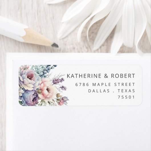 Waterverf Pastel Floral retour adreslabel Etiket (Insitu)