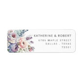 Waterverf Pastel Floral retour adreslabel Etiket (Voorkant)