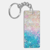  Waterverf Pastel Floral roze en blauw Sleutelhanger (Voorkant Links)