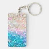  Waterverf Pastel Floral roze en blauw Sleutelhanger (achterkant)