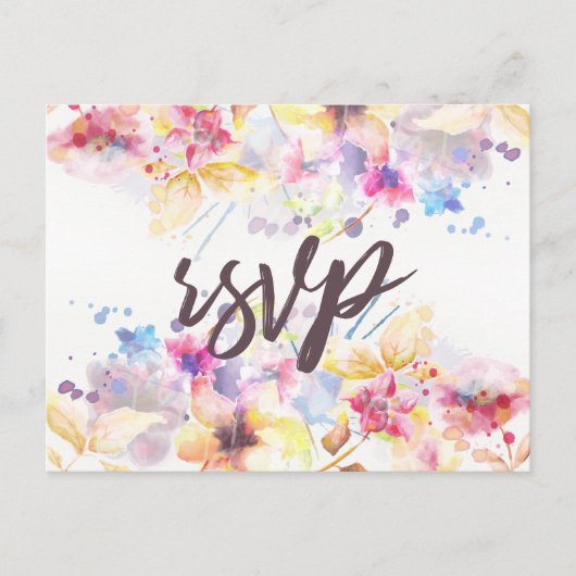 Waterverf Pastel Floral | RSVP Uitnodiging Briefkaart (Voorkant)