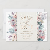 Waterverf Pastel Floral Save The Date Kaart (Voorkant)