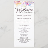 Waterverf Pastel Floral Wedding Programme Programmakaart (Voorkant)