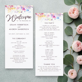 Waterverf Pastel Floral Wedding Programme Programmakaart