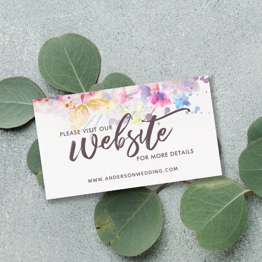 Waterverf Pastel Floral Wedding Website Informatiekaartje