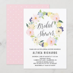 Waterverf Pastel Floral Wreated Vrijgezellenfeest Kaart