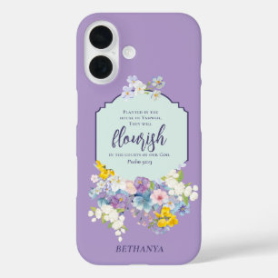 Waterverf Pastel Flowers Bijbelvers gepersonalisee iPhone 16 Hoesje