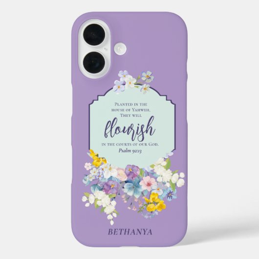 Waterverf Pastel Flowers Bijbelvers gepersonalisee Case-Mate iPhone Case (Achterkant)