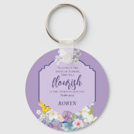 Waterverf Pastel Flowers Bijbelvers gepersonalisee Sleutelhanger