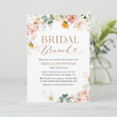 Waterverf Pastel Flowers Bridal Brunch Invitation Kaart (Staand voorkant)