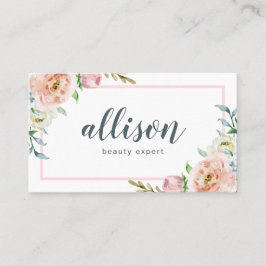 Waterverf Pastel Flowers Lijst Roze en wit Visitekaartje