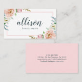 Waterverf Pastel Flowers Lijst Roze en wit Visitekaartje (Voorkant / Achterkant)
