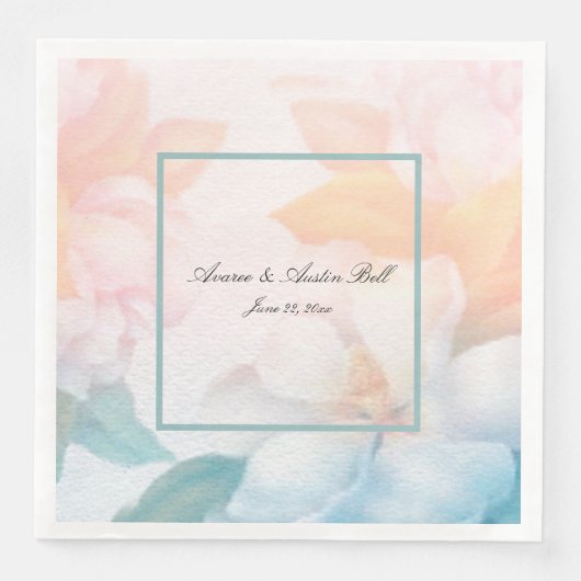 Waterverf Pastel Flowers Servet (Voorkant)