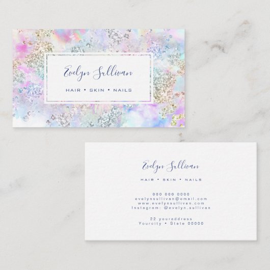 waterverf pastel glitter visitekaartje (Voorkant / Achterkant)