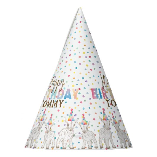 Waterverf Pastel Goat Petting Zoo Verjaardag Feesthoedjes (Links)