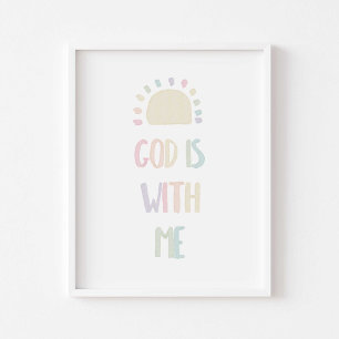 Waterverf pastel God is bij ons poster