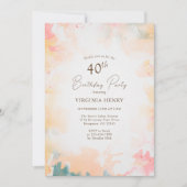 Waterverf Pastel Gold 40e verjaardagsfeestje Kaart (Voorkant)