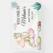 Waterverf Pastel Green Dragon op een roze wolk Spandoek (Verticaal)